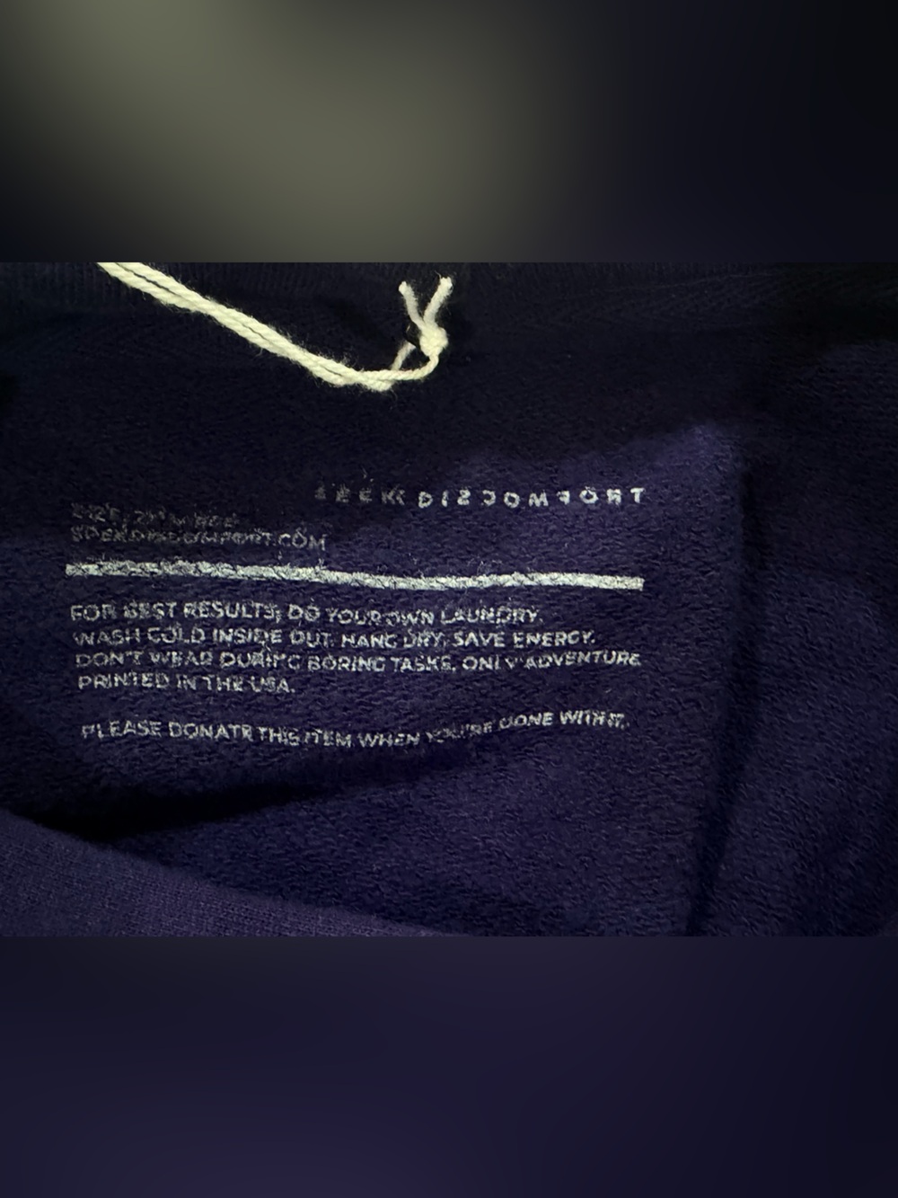 Organic Cotton Seek Discomfort Men's Deep Purple Hoodie Sweatshirt. - Picture 9 of 11